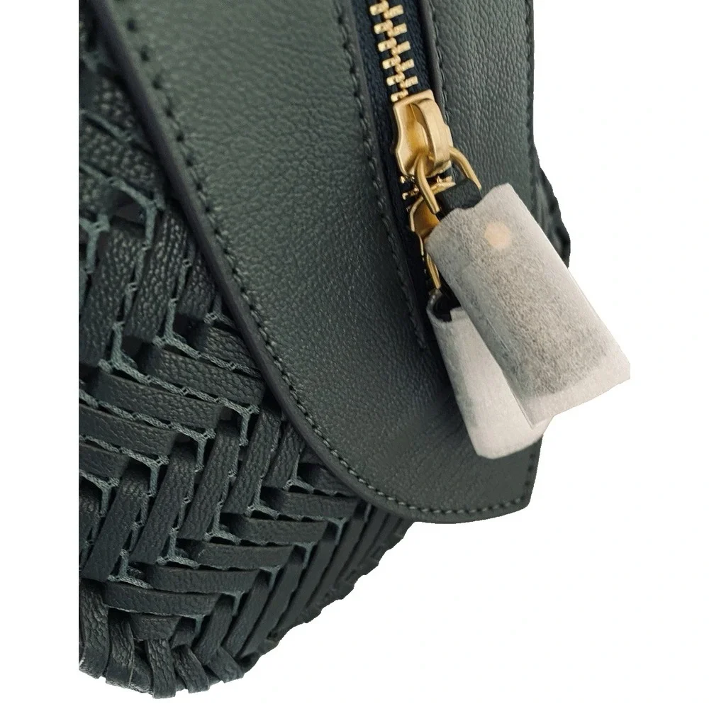 Anya Hindmarch Neeson Zip Top Handbag Woven‎ Braided Leather Top Handle Green